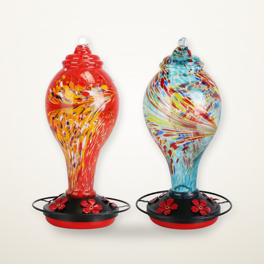 Glass hummingbird feeders