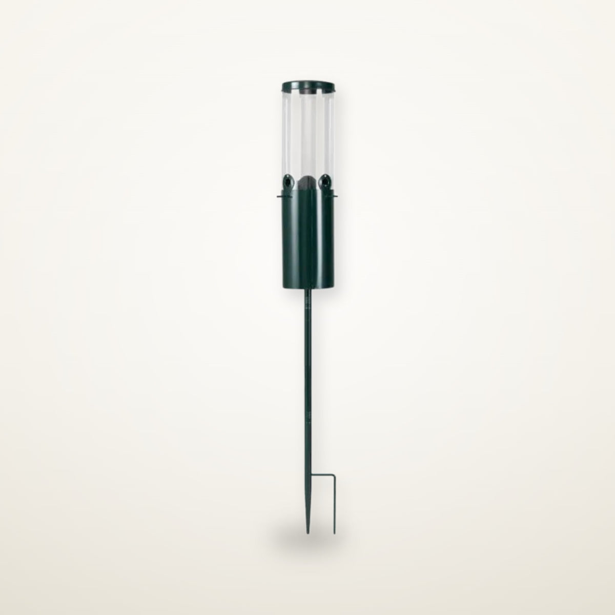 Sentinel standing squirrel-proof feeder on its ground stake